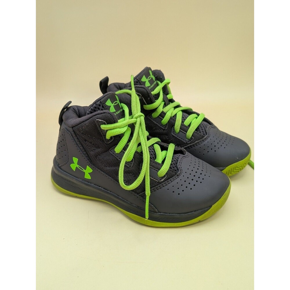 Under Armour Jet 2017 Boys Basketball Shoes Size 11K Grey Neon Green Mid Top